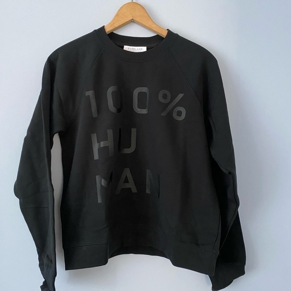 Everlane The 100% Human Typography Sweatshirt in Black Size Medium NWOT - Picture 4 of 9